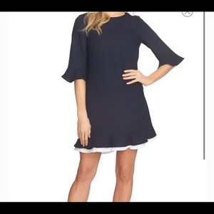 Cece navy ruffle dress
